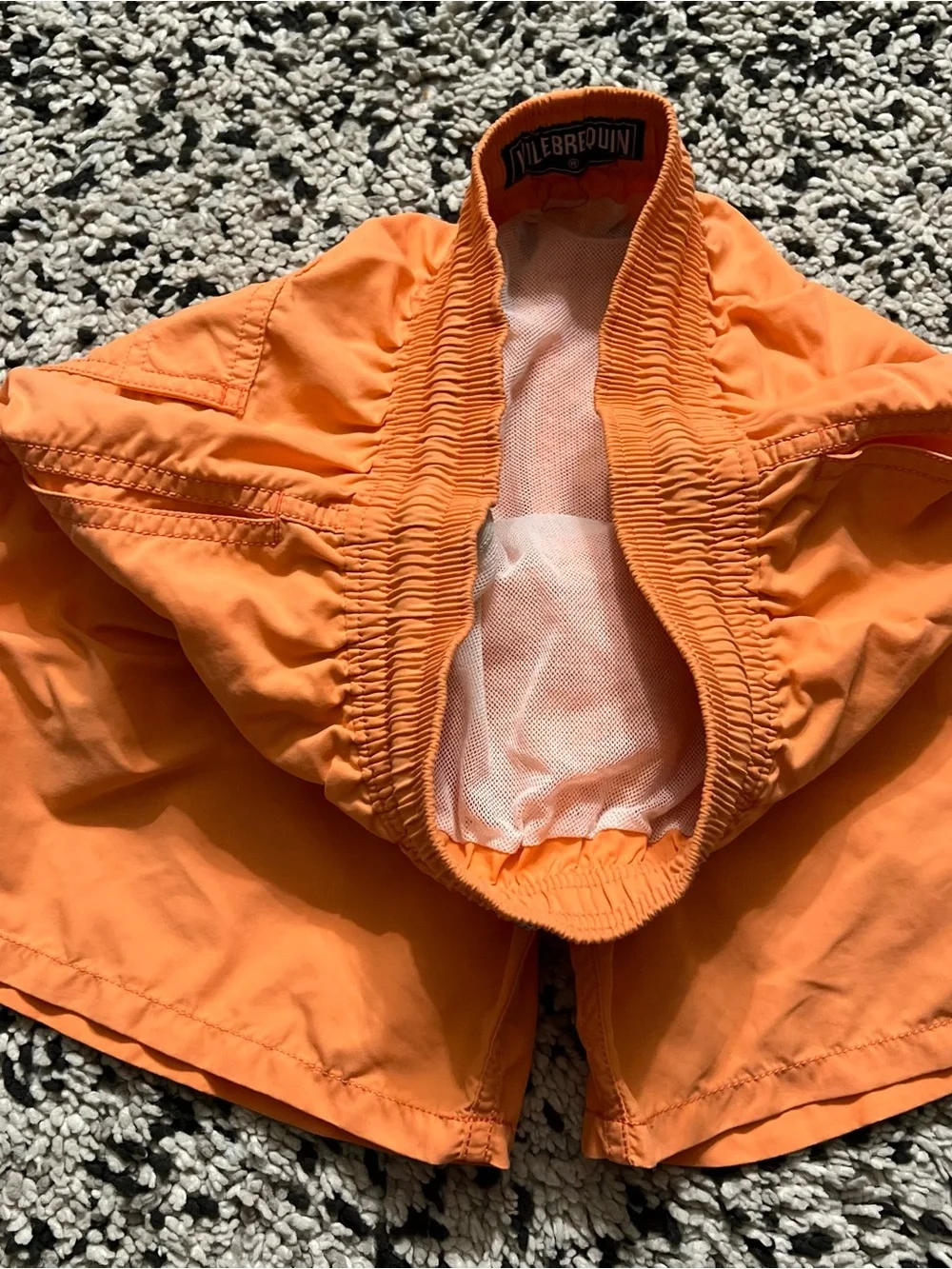 Vilebrequin Men’s Swim Trunk Shorts 5” Inseam Orange Drawstring Stretch Waist